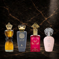 Set 4 Parfumuri Orientale - (2x dama + 2x barbati) Lamast + Sarah + Oud al Khashab + Qissat Hub Grey