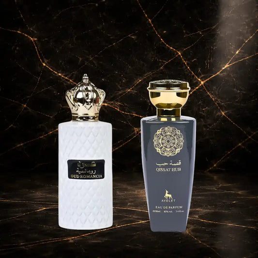Set 2 Parfumuri Orientale - (dama + barbat) Oud Romancia + Qissat Hub
