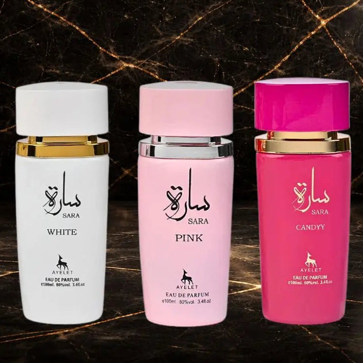 Set 3 Parfumuri Orientale Dama - Sara Candy + Sara Pink + Sara White - ZEIRA