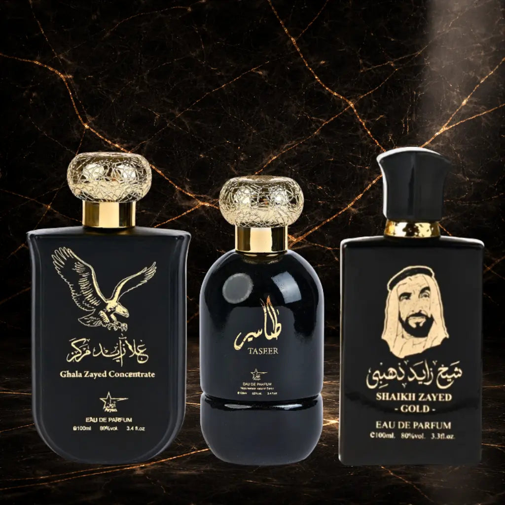Set 3 Parfumuri Orientale Barbatesti - Ghala Zayed Concentrate + Taseer + Sheikh Zayed Gold