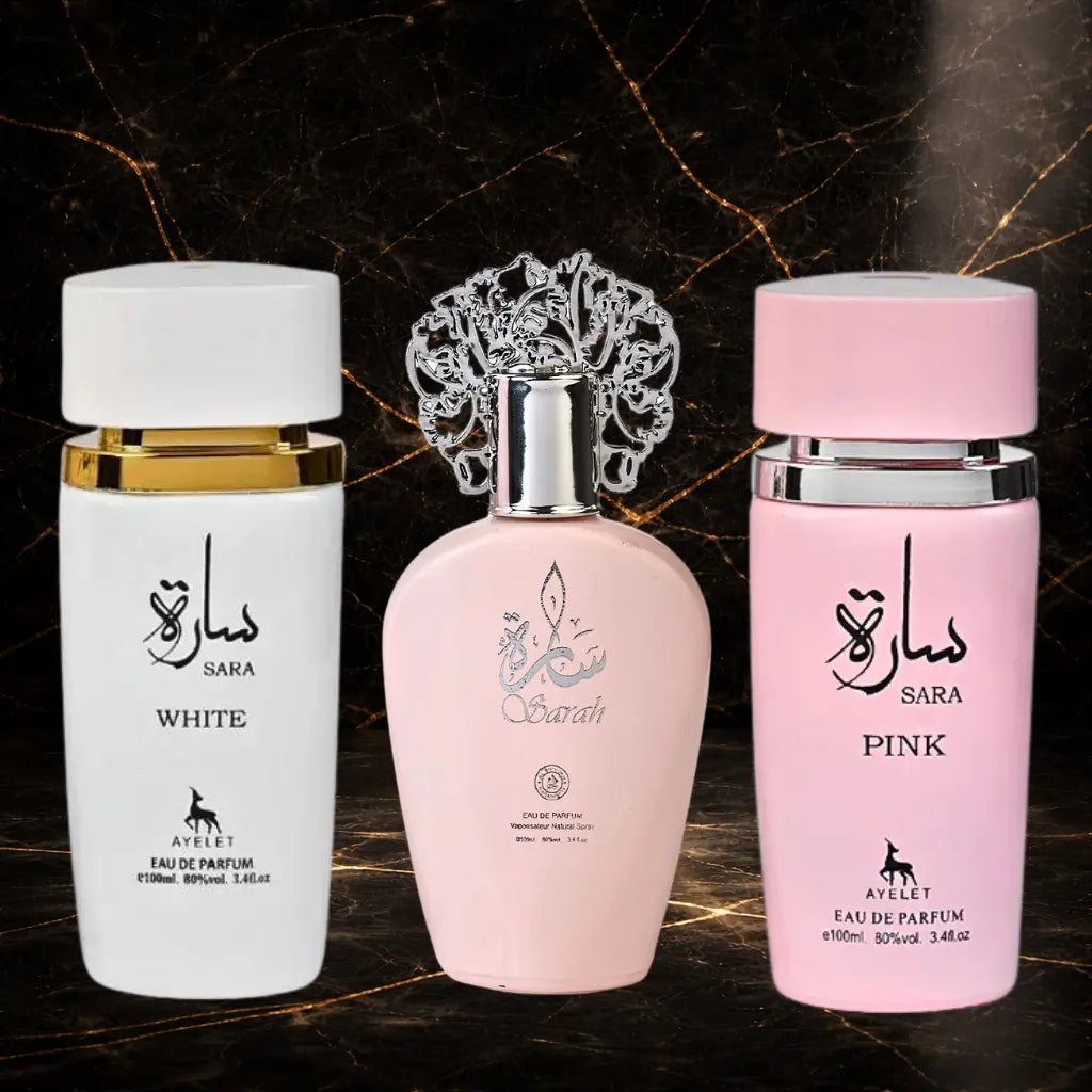 Set 3 Parfumuri Orientale Dama - Sara White + Sarah + Sara Pink