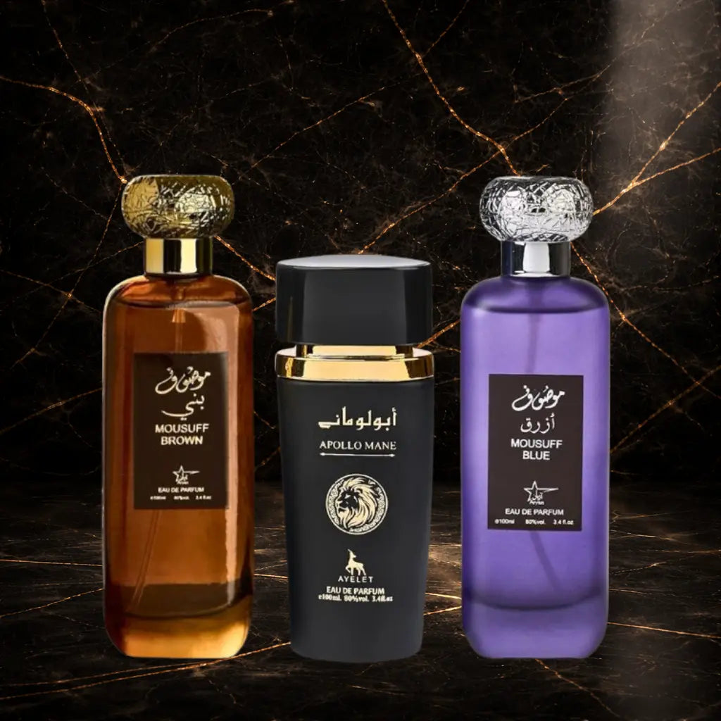 Set 3 Parfumuri Orientale Barbatesti - Mousuff Brown + Apollo Mane + Mousuff Blue