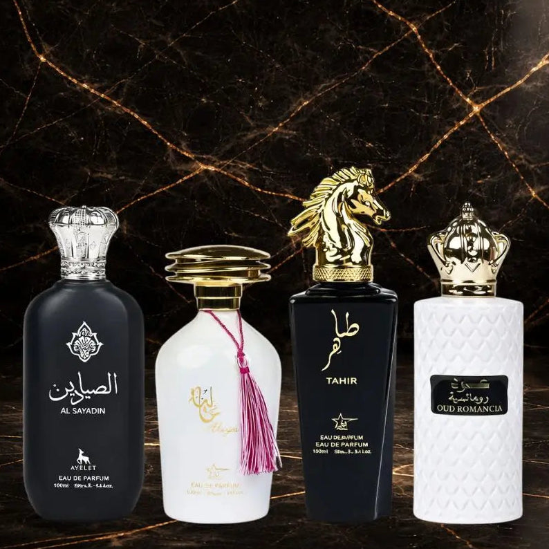 Set 4 Parfumuri Orientale ( 2xDama + 2xBarbat) - Al Sayadin + Aliya + Tahir + Oud Romancia - ZEIRA