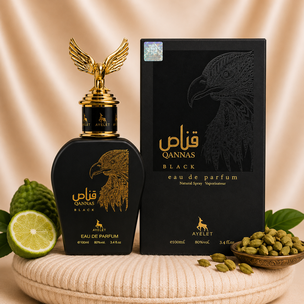 Set of three oriental men's perfumes by ZEIRA including Tahir, Al Maliki, and Qannas Black bottles displayed.