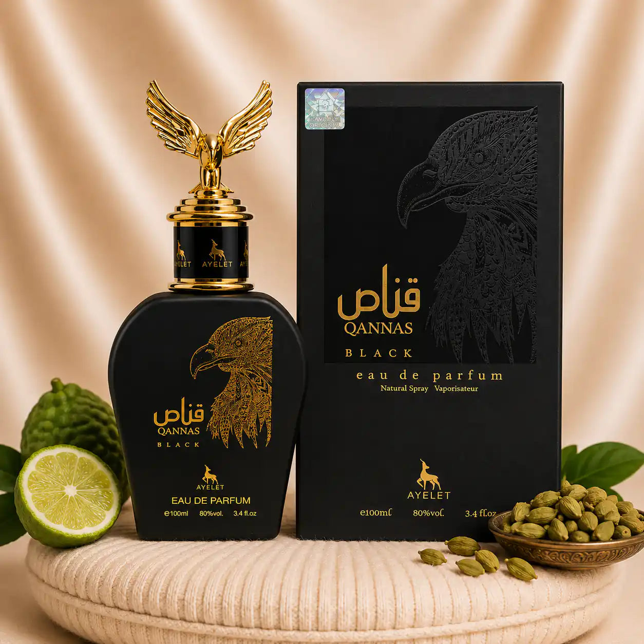 Set of three oriental men's perfumes by ZEIRA including Tahir, Al Maliki, and Qannas Black bottles displayed.
