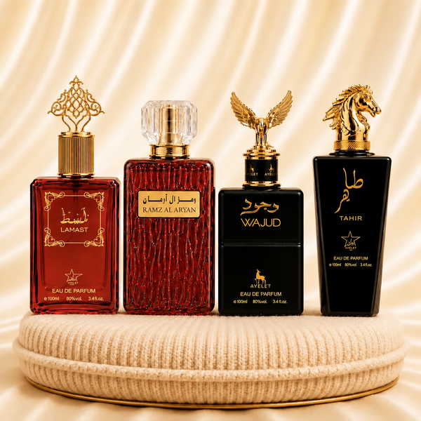 Set 4 Parfumuri Orientale (2x Dama + 2x Barbat) - Lamast + Ramz Al Aryan + Wajud + Tahir