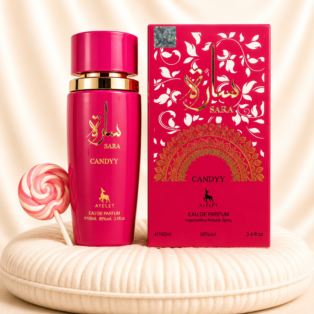 Set of two oriental perfumes by ZEIRA, featuring Sara Candy for women and Apollo Mane Black for men, displayed in bottles.