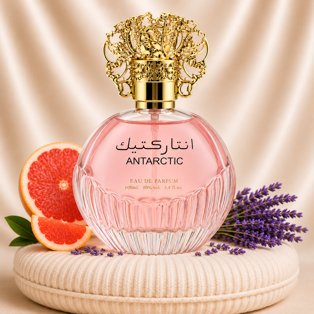 Set of two ZEIRA oriental perfumes for women and men, featuring Qannas Black and Antarctic Pink bottles.