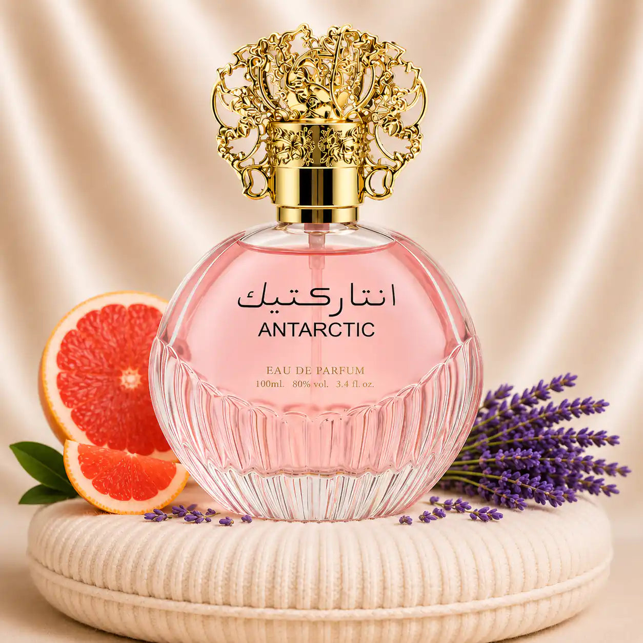 Set of two ZEIRA oriental perfumes for women and men, featuring Qannas Black and Antarctic Pink bottles.