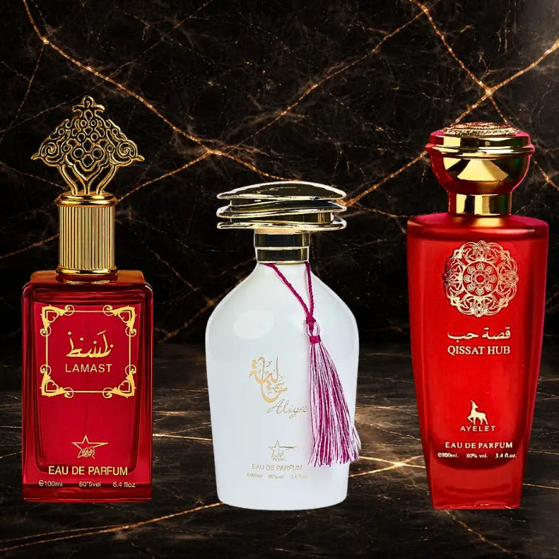 Set 3 Parfumuri Orientale Dama - Alyia + Lamast + Qissat Hub