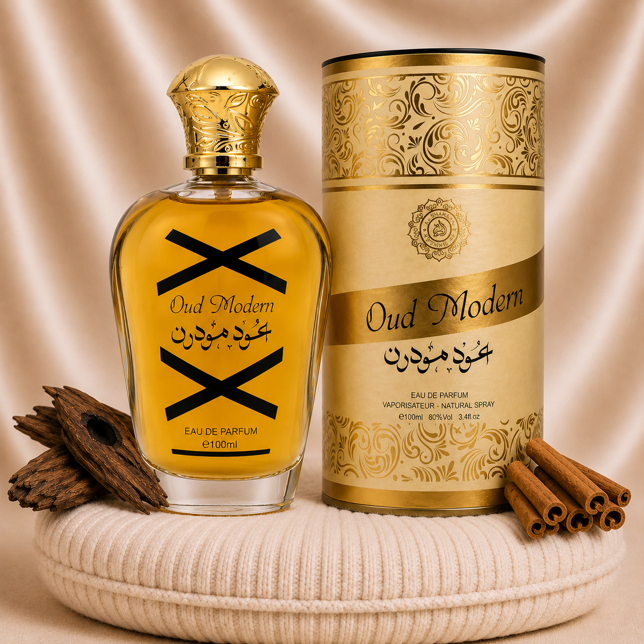 Set of four Zeira oriental men's perfumes including Tahir, Al Maliki, Taseer, and Oud Modern, displayed in bottles.