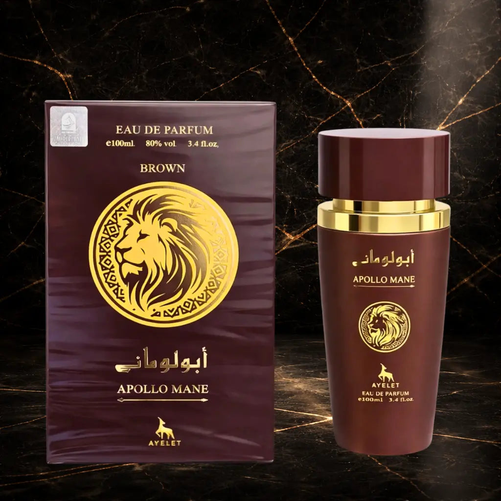 Brown Apollo Mane perfume bottle by ZEIRA, showcasing the 100 ml Oriental Barbatesc fragrance with elegant packaging.