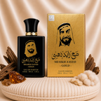 Set of two Zeira oriental men's perfumes, Malik Al Lail and Shaikh Zayed Gold, displayed in decorative bottles.