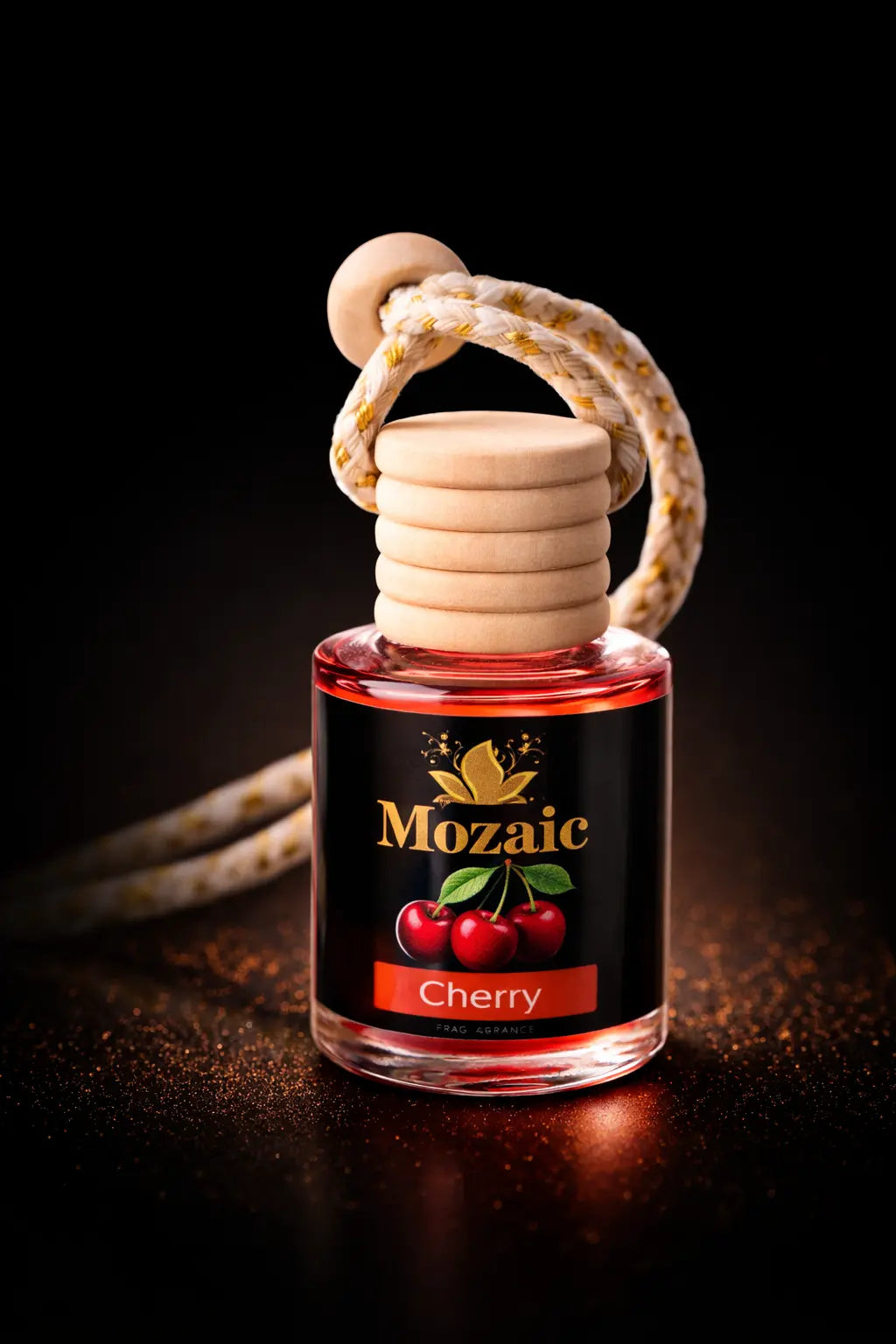 ZEIRA Cherry auto air freshener odorizant hanging in a car, with a sleek design and fresh cherry scent.
