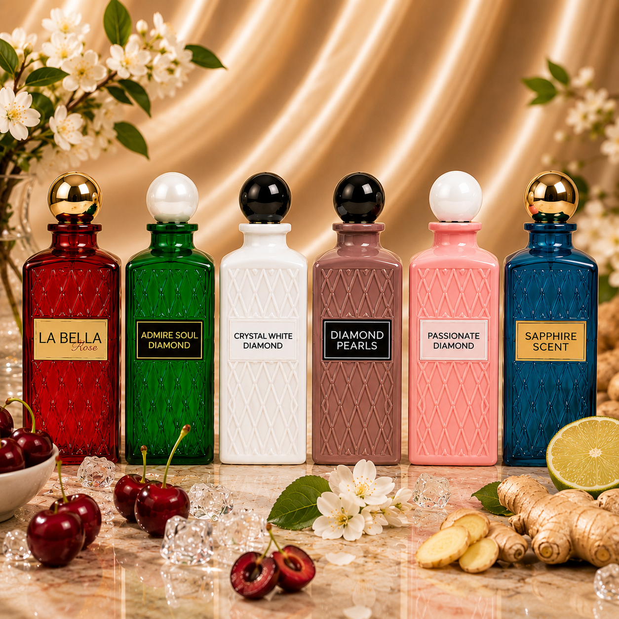 Set 6 Parfumuri Orientale DIAMOND FRESH - (3x Dama + 3x Barbat) - La bella + Admire Soul + Crystal white + Passionate + Saphire + Pearls +