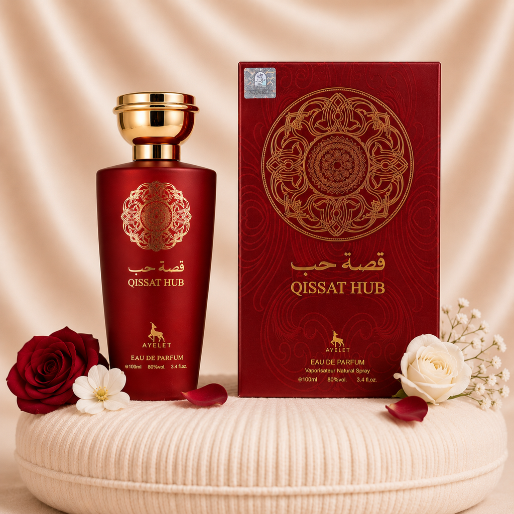 Set of four Zeira oriental perfumes for women, featuring Qissat Hub Red, Aliya, Sama Al Emarat, and Oud Romancia bottles.