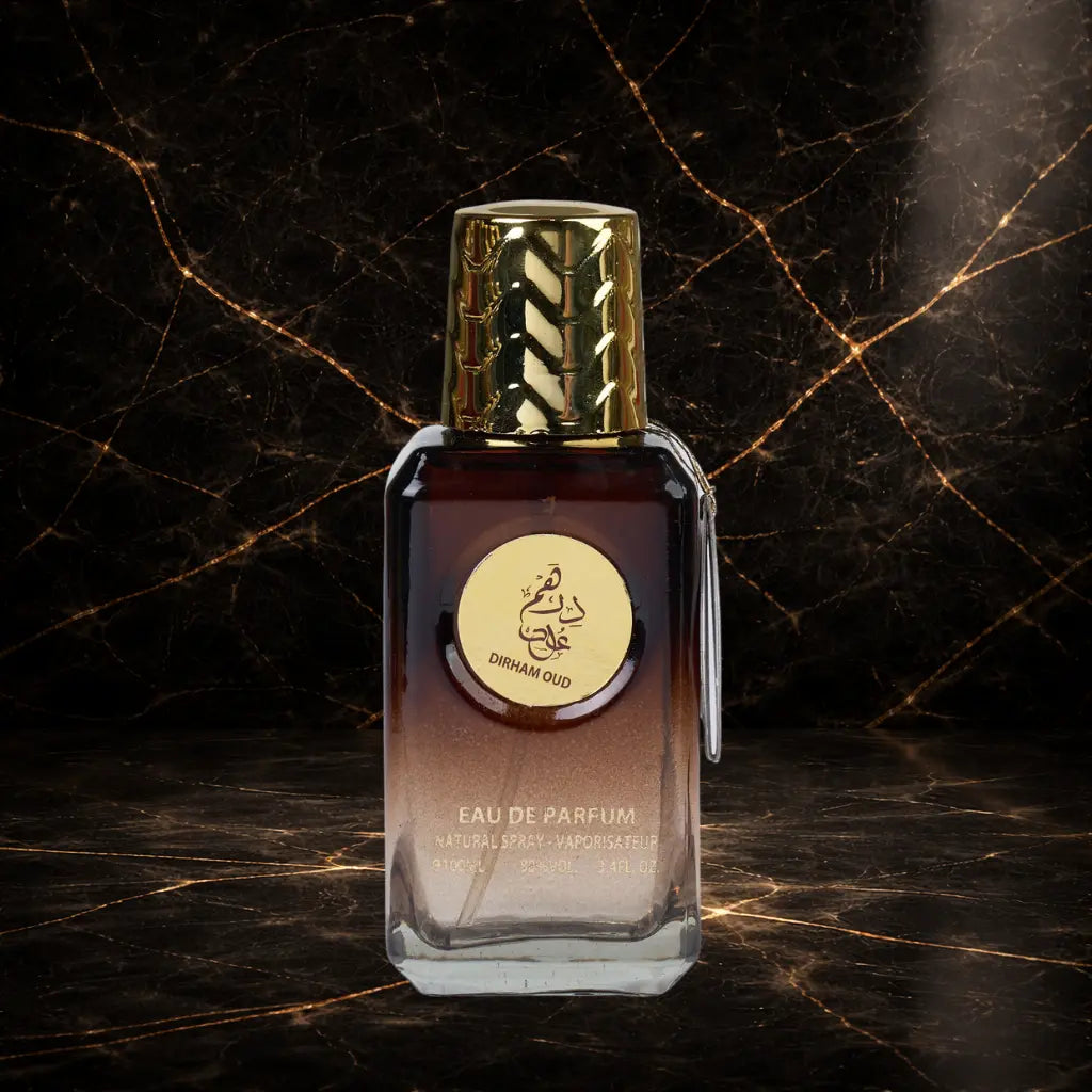 ZEIRA Dirham Oud Parfum Oriental Barbatesc 100 ml bottle with intricate design and elegant packaging.
