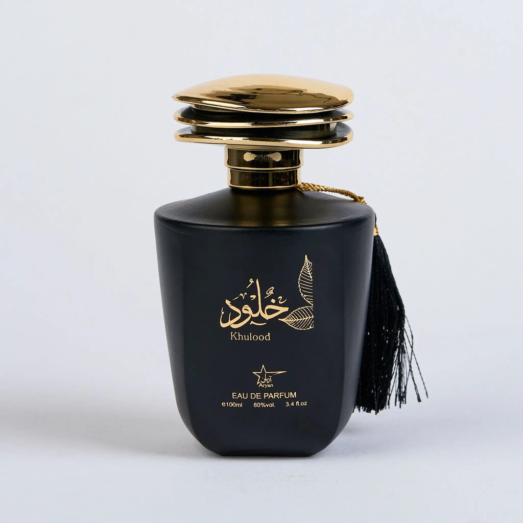 Khalood Oriental perfume concentrate from ZEIRA's Set 4 Parfumuri Barbatesti, featuring a sleek bottle with Arabic-inspired design.