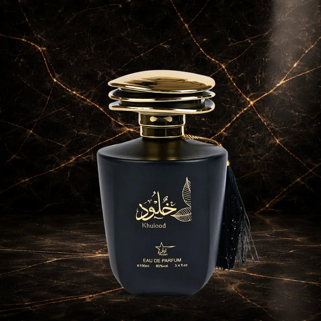 Khulood Parfum Oriental Barbatesc by ZEIRA in a 100ml bottle, featuring a luxurious and warm fragrance with intricate packaging.