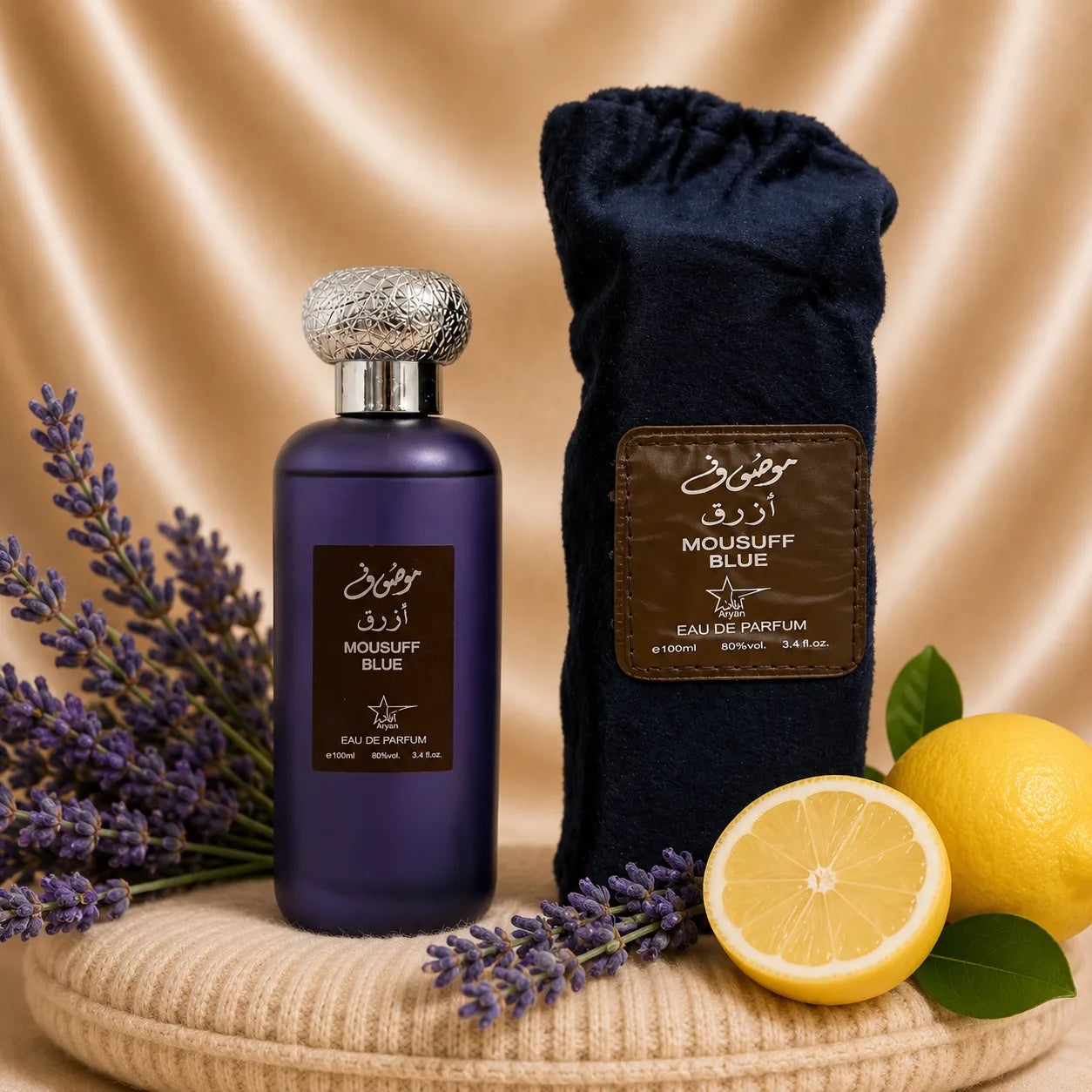 ZEIRA Mousuff Blue Parfum Oriental Barbatesc 100 ml bottle with elegant blue packaging and a sleek design.