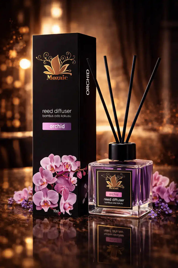 ZEIRA Parfum Ambiental Premium Orhidee scented air freshener in elegant bottle, showcasing floral orchid design.