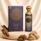 Set of two oriental perfumes for women and men, ZEIRA Qissah Pink and Grey bottles with elegant packaging and sleek design.