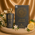 Qissat Hub Grey Parfum Oriental by ZEIRA, 100 ml bottle, featuring sleek design and elegant packaging.