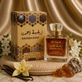 Raghba Gold Parfum Oriental Dama 100ml bottle by ZEIRA, featuring a sleek gold and black design container.