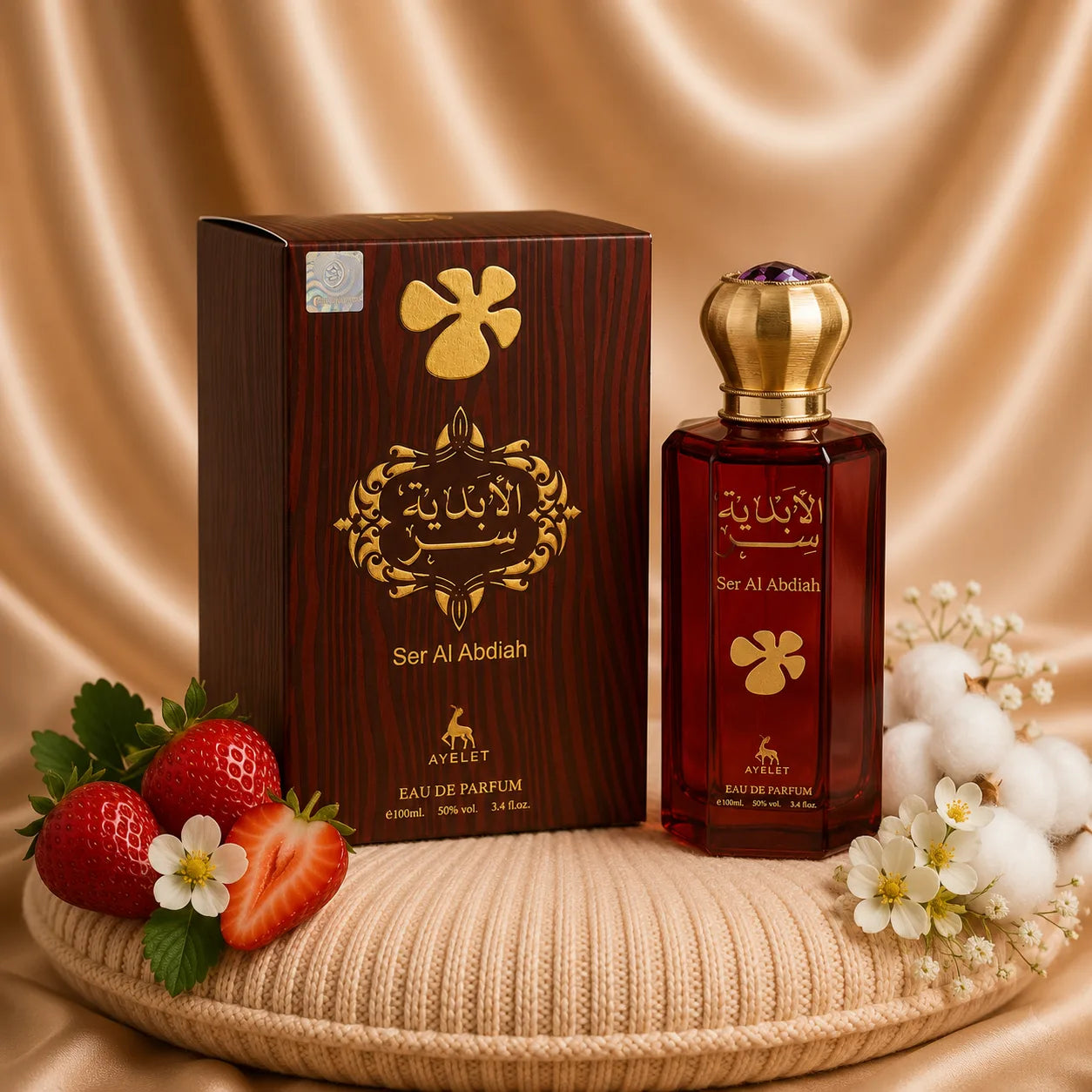 Ser al Abdiah Parfum Oriental Dama 100ml bottle by ZEIRA, elegant perfume with floral and spicy notes in a decorative glass bottle.
