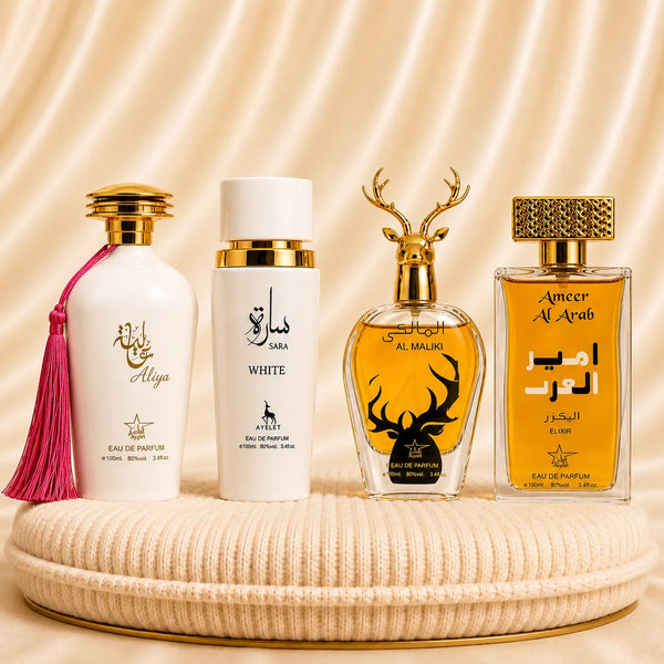 Set 4 Parfumuri Orientale (2x Dama + 2x Barbat) - Aliya + Sara White + Al Maliki + Ameer Al Arab