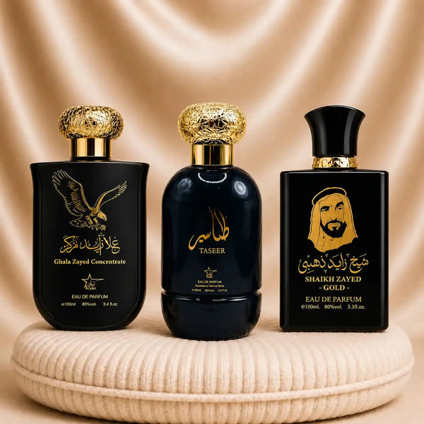 Set 3 Parfumuri Orientale Barbatesti - Ghala Zayed Concentrate + Taseer + Sheikh Zayed Gold