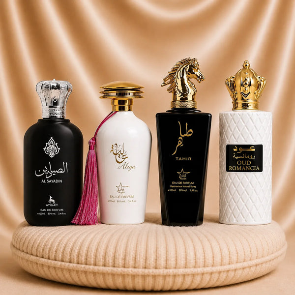 Set 4 Parfumuri Orientale (2x Dama + 2x Barbat) - Al Sayadin + Aliya + Tahir + Oud Romancia