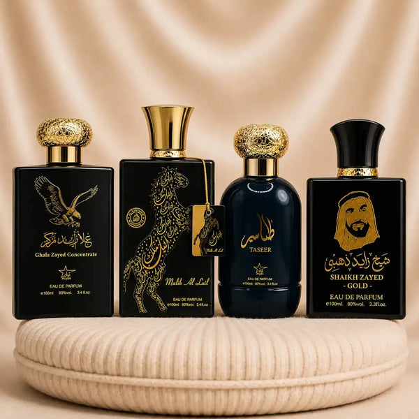 Set 4 Parfumuri Orientale Barbatesti - Ghala Zayed Concentrate + Malik al Lail + Taseer + Shaikh Zayed Gold