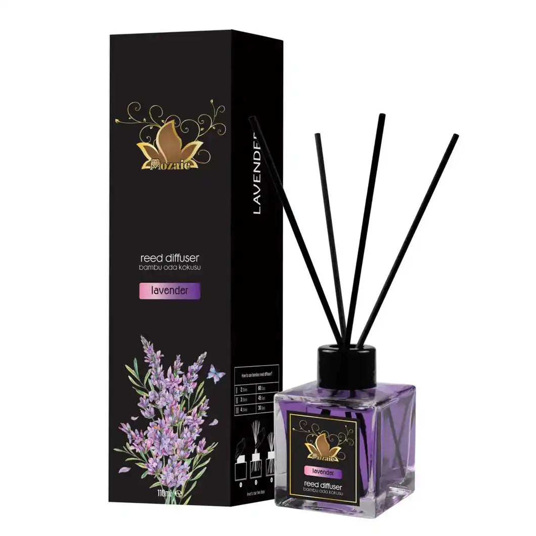 ZEIRA set of four ambient perfumes with lavender, jasmine, rose, and orchid scents in a 120ml mosaic room deodorizer.